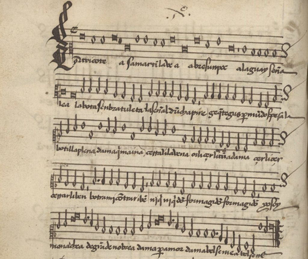 manuscript of La tricotea, satirical song from cancionero de palacio